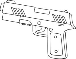 Police Officer Hand Gun Isolated Coloring Page vector