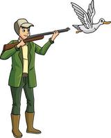 Duck Hunter Colored Cartoon Illustration vector