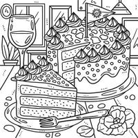 Juneteenth Slice Cake with a Flag Topper Coloring vector