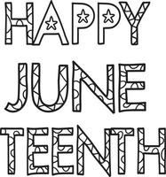 Happy Juneteenth Isolated Coloring Page for Kids vector