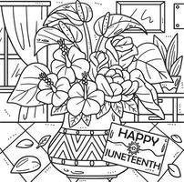 diecinueve de junio flores colorante página para niños vector