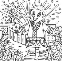 Juneteenth Child and Fireworks Coloring Page vector