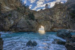 magnificent view of the sea and sun in the cliffs, natural pool photo