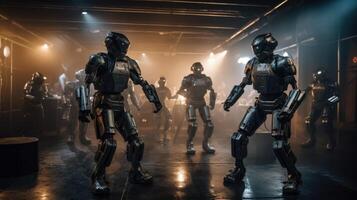 Robots dance at a nightclub. photo