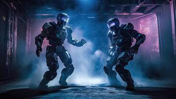 Robots dance at a nightclub. photo