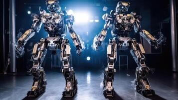 robots danza a un Club nocturno. ai generado foto