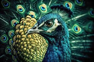 Elegant colourful peacock portrait. photo