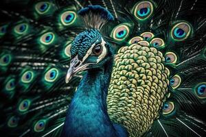 Elegant colourful peacock portrait. photo