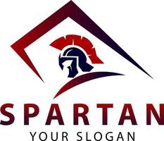 spartan helmet logo with sword and spear, vector logo