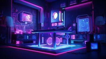 3d game station with colorful light, cartoon - photo