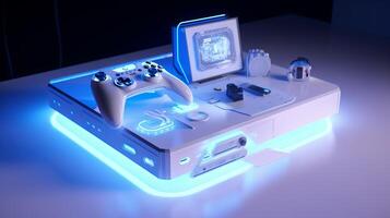 3d game station with colorful light, cartoon - photo