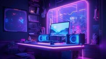 3d game station with colorful light, cartoon - photo