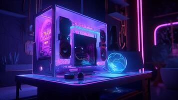 3d game station with colorful light, cartoon - photo