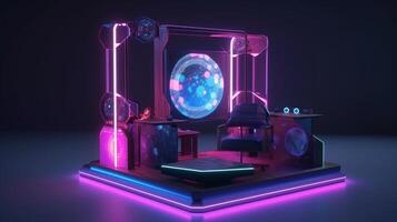 3d game station with colorful light, cartoon - photo