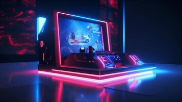 3d game station with colorful light, cartoon - photo