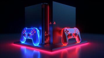 3d game station with colorful light, cartoon - photo