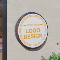 Logo sign mockup modern circular round signage psd