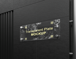 Transparent plate on black concrete psd