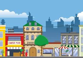 old building and market vector