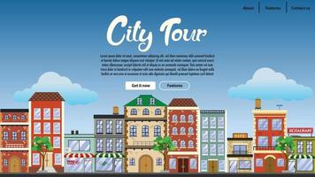 landing page design downtown with flat style vector