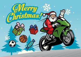 santa riding motorcycles vector