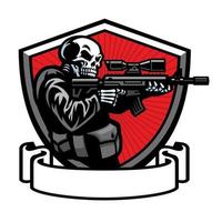 skull soldier ready to shoot vector