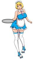 Anime Waitress Girl on White vector