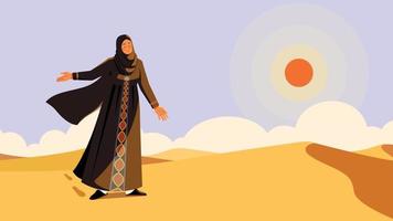 árabe mujer en Desierto vector