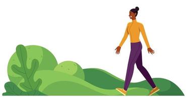 Black Woman Walking in Park vector