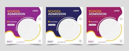 School admission web and print ads banner layout vector