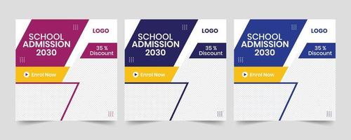 School admission web and print ads banner layout vector