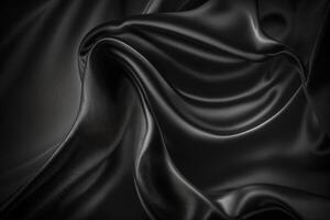 Elegant black satin texture background. AI Generated photo