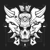 Oni Demon Mask T-shirt Design vector