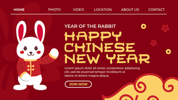Chinese new year landing page with red background psd