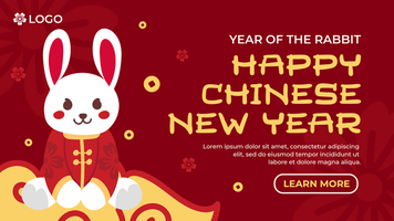 Chinese new year horizontal banner with red background psd