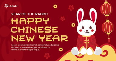 Chinese new year facebook ad with red background psd