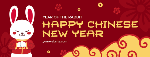 Chinese new year facebook cover with red background psd