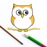 Owl drawing. The illustration was created using . photo