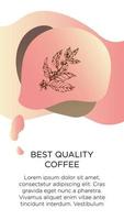 Abstract creative coffee backgrounds with copy space for text and hand draw icon coffee tree. Vector concept for coffee shop house, cafe with pink modern liquid background. Template for website, app.