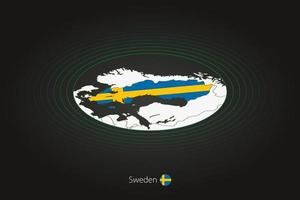 Sweden map in dark color, oval map with neighboring countries. vector