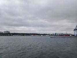 Landscape shooting of an industrial port city photo