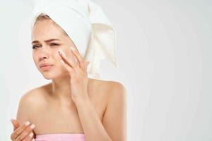 woman bare shoulders dermatology facial skin care hygiene photo