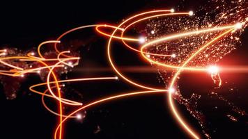 Globalization and communication concept. Earth and luminous rays. 3d rendering photo