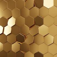 Futuristic gold hexagonal texture background. 3d rendering photo