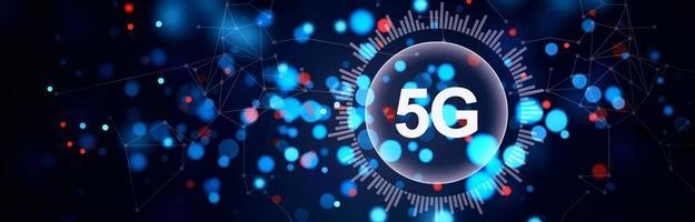 concepto de futuro tecnología 5g red sistemas y Internet. 3d ilustración foto