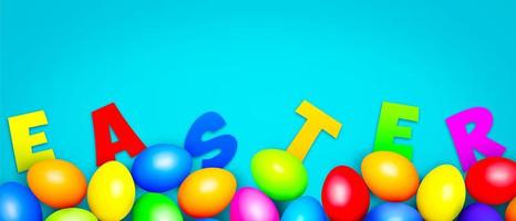 Beautiful Easter background with colorful Easter eggs. 3d illustration photo