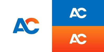 letter AC logo gradient blue orange vector