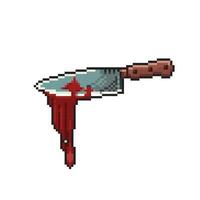 bloody knife in pixel art style vector