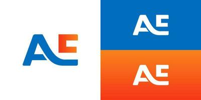 letter AE logo gradient blue orange vector