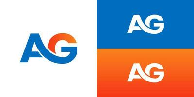 letter AG logo gradient blue orange vector